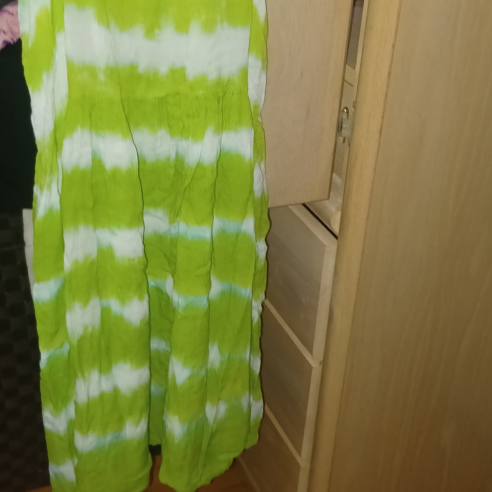 Green and White Tie-Dye Skirt